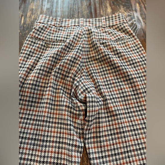 90s vintage mens pant gray/ blue/ black/ rust/ hounds tooth pattern - Picture 9 of 9